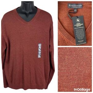 NWT Hart Schaffner Marx V-Neck Merino Wool Sweater